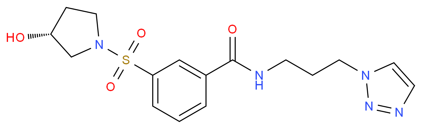 3-{[(3R)-3-hydroxypyrrolidin-1-yl]sulfonyl}-N-[3-(1H-1,2,3-triazol-1-yl)propyl]benzamide_分子结构_CAS_)