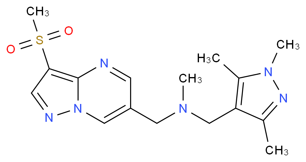 N-methyl-1-[3-(methylsulfonyl)pyrazolo[1,5-a]pyrimidin-6-yl]-N-[(1,3,5-trimethyl-1H-pyrazol-4-yl)methyl]methanamine_分子结构_CAS_)