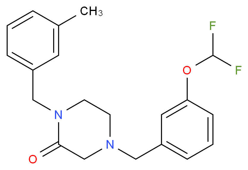 4-[3-(difluoromethoxy)benzyl]-1-(3-methylbenzyl)-2-piperazinone_分子结构_CAS_)