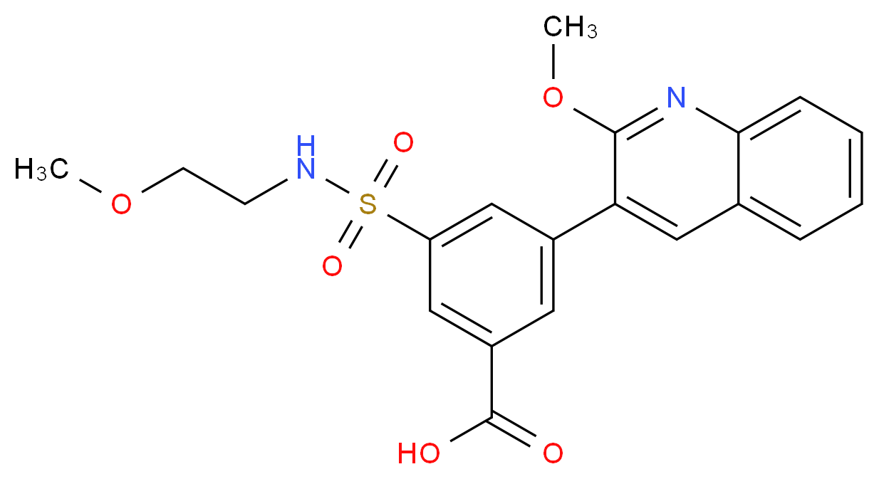 3-{[(2-methoxyethyl)amino]sulfonyl}-5-(2-methoxyquinolin-3-yl)benzoic acid_分子结构_CAS_)