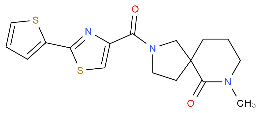 7-methyl-2-{[2-(2-thienyl)-1,3-thiazol-4-yl]carbonyl}-2,7-diazaspiro[4.5]decan-6-one_分子结构_CAS_)