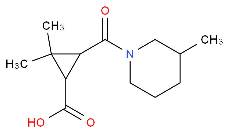 2,2-Dimethyl-3-[(3-methylpiperidin-1-yl)carbonyl]-cyclopropanecarboxylic acid_分子结构_CAS_)