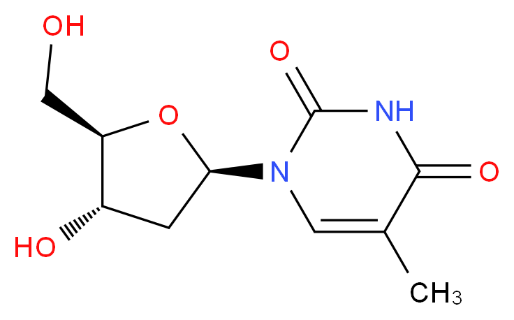 1-[(2R,4S,5R)-4-hydroxy-5-(hydroxymethyl)oxolan-2-yl]-5-methyl-1,2,3,4-tetrahydropyrimidine-2,4-dione_分子结构_CAS_50-89-5