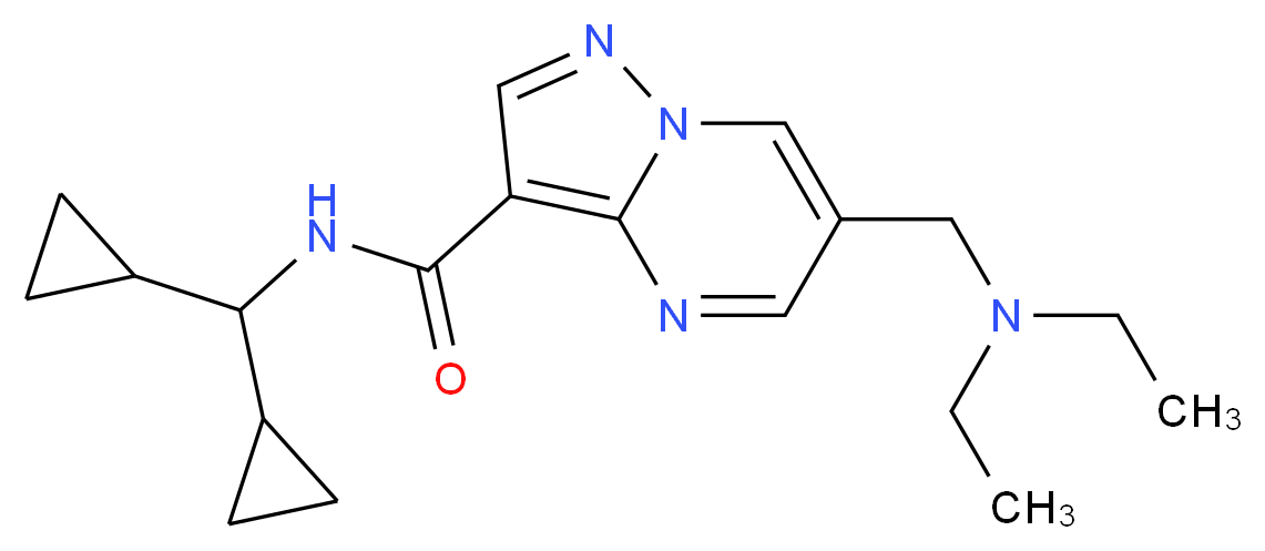 N-(dicyclopropylmethyl)-6-[(diethylamino)methyl]pyrazolo[1,5-a]pyrimidine-3-carboxamide_分子结构_CAS_)