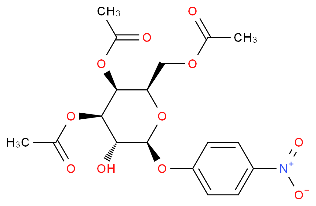 [(2R,3S,4R,5R,6S)-3,4-bis(acetyloxy)-5-hydroxy-6-(4-nitrophenoxy)oxan-2-yl]methyl acetate_分子结构_CAS_62346-04-7