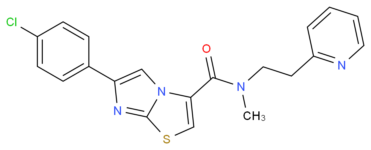 6-(4-chlorophenyl)-N-methyl-N-[2-(2-pyridinyl)ethyl]imidazo[2,1-b][1,3]thiazole-3-carboxamide_分子结构_CAS_)