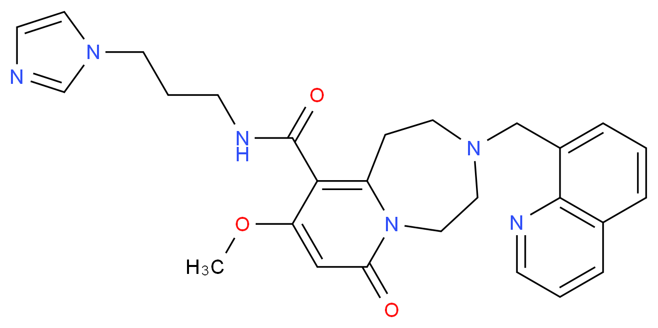 N-[3-(1H-imidazol-1-yl)propyl]-9-methoxy-7-oxo-3-(8-quinolinylmethyl)-1,2,3,4,5,7-hexahydropyrido[1,2-d][1,4]diazepine-10-carboxamide_分子结构_CAS_)