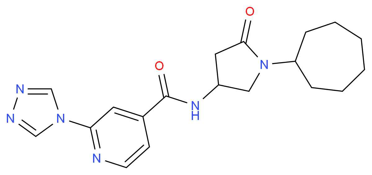 N-(1-cycloheptyl-5-oxopyrrolidin-3-yl)-2-(4H-1,2,4-triazol-4-yl)isonicotinamide_分子结构_CAS_)