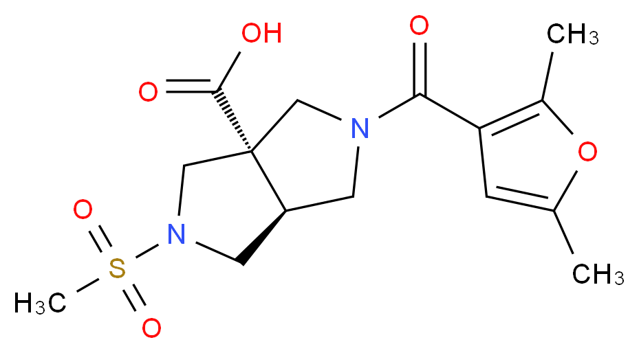 (3aS*,6aS*)-2-(2,5-dimethyl-3-furoyl)-5-(methylsulfonyl)hexahydropyrrolo[3,4-c]pyrrole-3a(1H)-carboxylic acid_分子结构_CAS_)