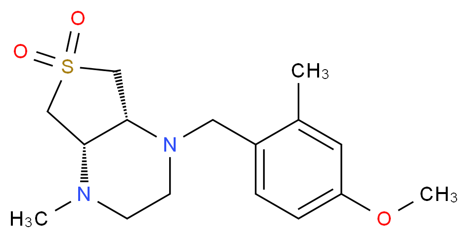(4aS*,7aR*)-1-(4-methoxy-2-methylbenzyl)-4-methyloctahydrothieno[3,4-b]pyrazine 6,6-dioxide_分子结构_CAS_)