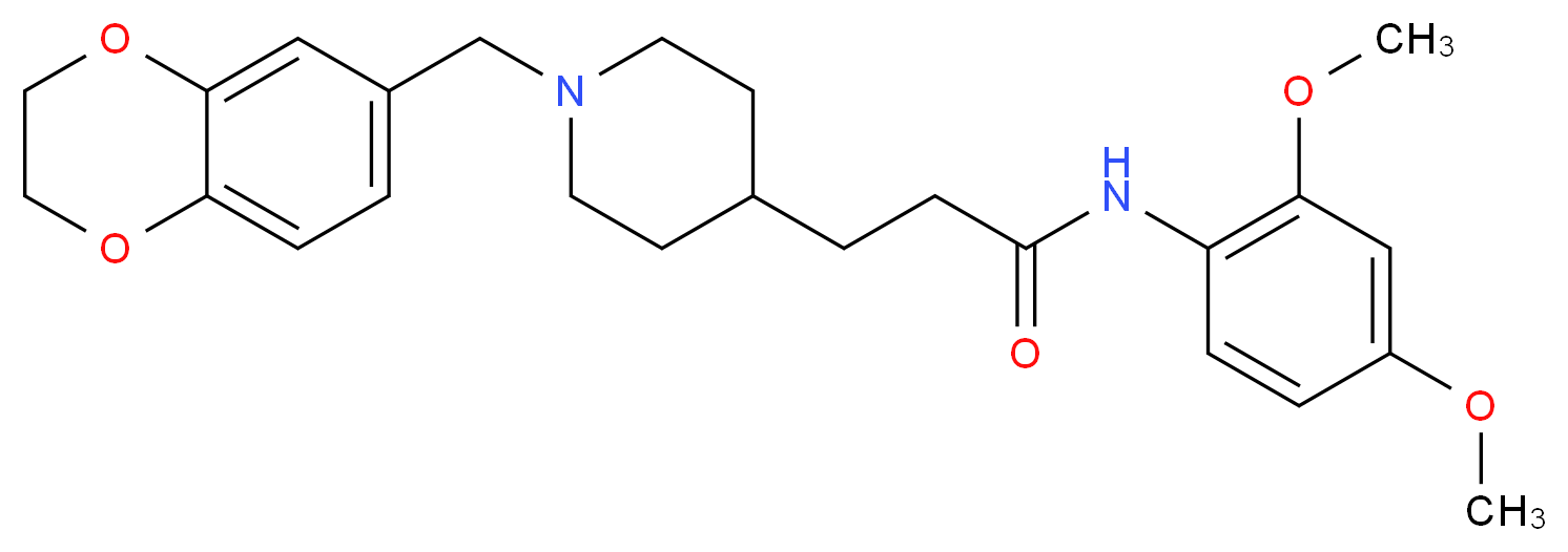 3-[1-(2,3-dihydro-1,4-benzodioxin-6-ylmethyl)-4-piperidinyl]-N-(2,4-dimethoxyphenyl)propanamide_分子结构_CAS_)