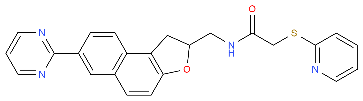 2-(2-pyridinylthio)-N-{[7-(2-pyrimidinyl)-1,2-dihydronaphtho[2,1-b]furan-2-yl]methyl}acetamide_分子结构_CAS_)