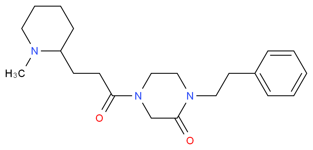 4-[3-(1-methyl-2-piperidinyl)propanoyl]-1-(2-phenylethyl)-2-piperazinone_分子结构_CAS_)