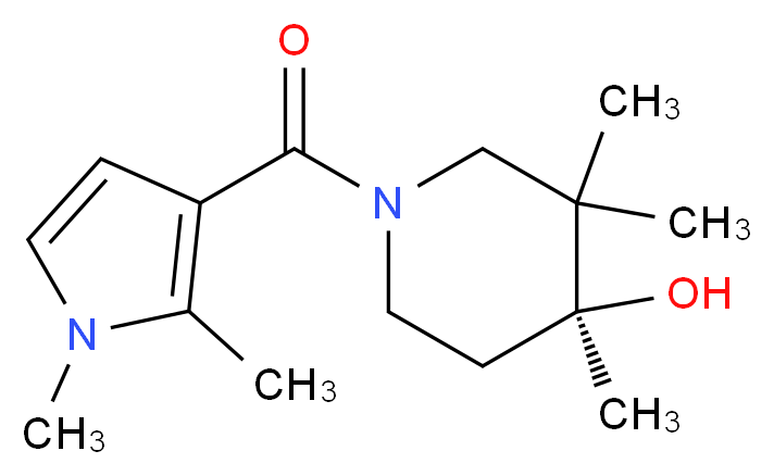 (4S*)-1-[(1,2-dimethyl-1H-pyrrol-3-yl)carbonyl]-3,3,4-trimethylpiperidin-4-ol_分子结构_CAS_)