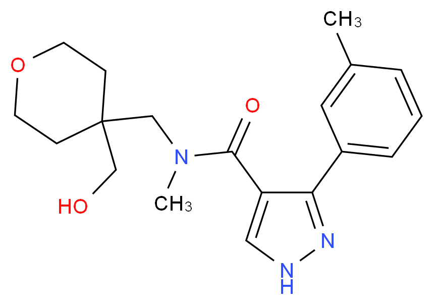 N-{[4-(hydroxymethyl)tetrahydro-2H-pyran-4-yl]methyl}-N-methyl-3-(3-methylphenyl)-1H-pyrazole-4-carboxamide_分子结构_CAS_)