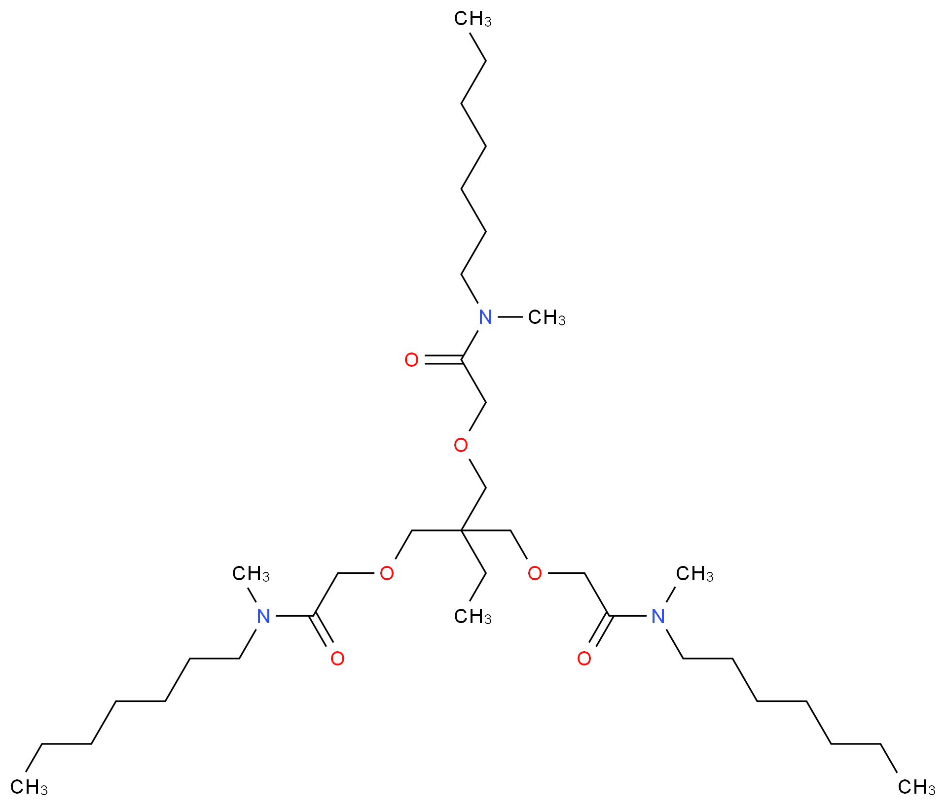 2-[2,2-bis({[heptyl(methyl)carbamoyl]methoxy}methyl)butoxy]-N-heptyl-N-methylacetamide_分子结构_CAS_61183-76-4