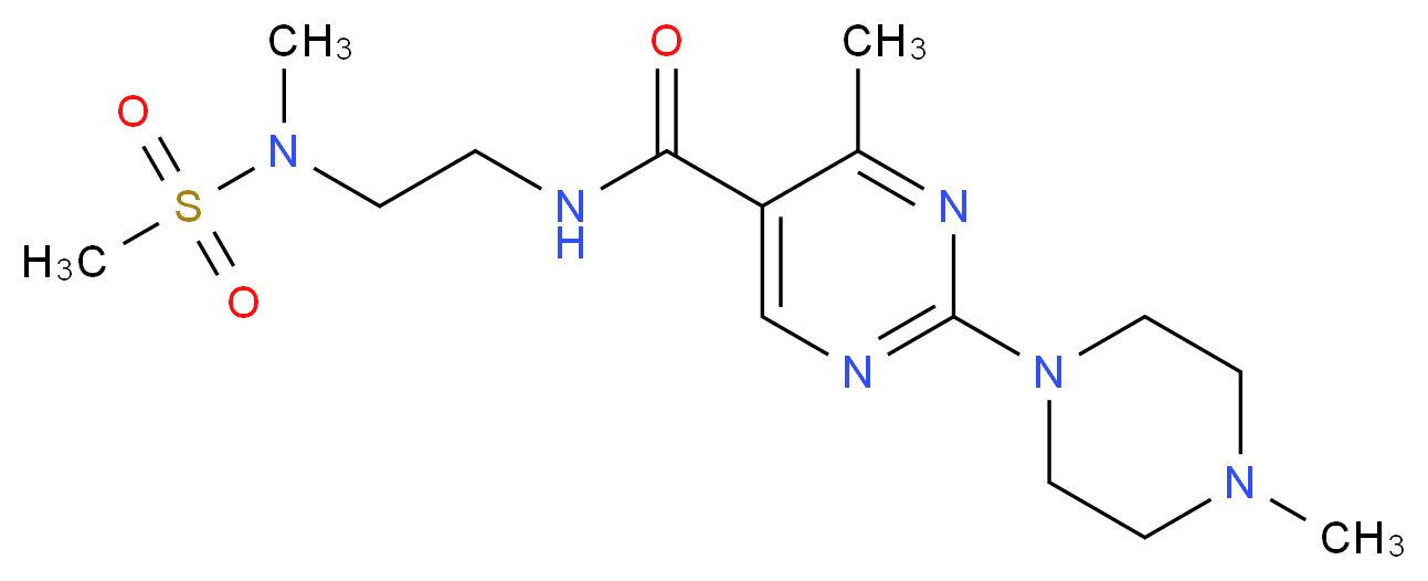 4-methyl-N-{2-[methyl(methylsulfonyl)amino]ethyl}-2-(4-methylpiperazin-1-yl)pyrimidine-5-carboxamide_分子结构_CAS_)
