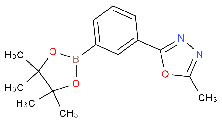 2-methyl-5-[3-(tetramethyl-1,3,2-dioxaborolan-2-yl)phenyl]-1,3,4-oxadiazole_分子结构_CAS_1119090-20-8