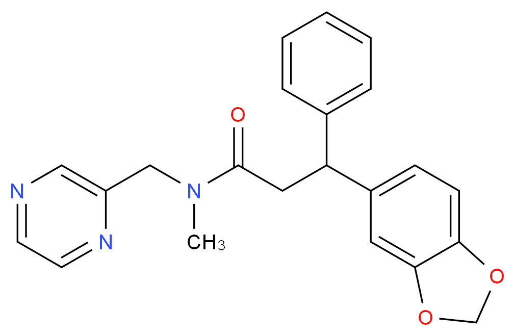 3-(1,3-benzodioxol-5-yl)-N-methyl-3-phenyl-N-(2-pyrazinylmethyl)propanamide_分子结构_CAS_)