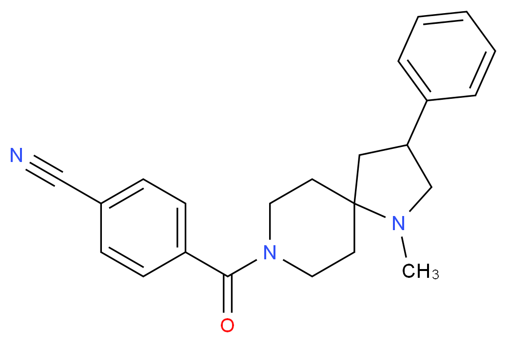 4-[(1-methyl-3-phenyl-1,8-diazaspiro[4.5]dec-8-yl)carbonyl]benzonitrile_分子结构_CAS_)
