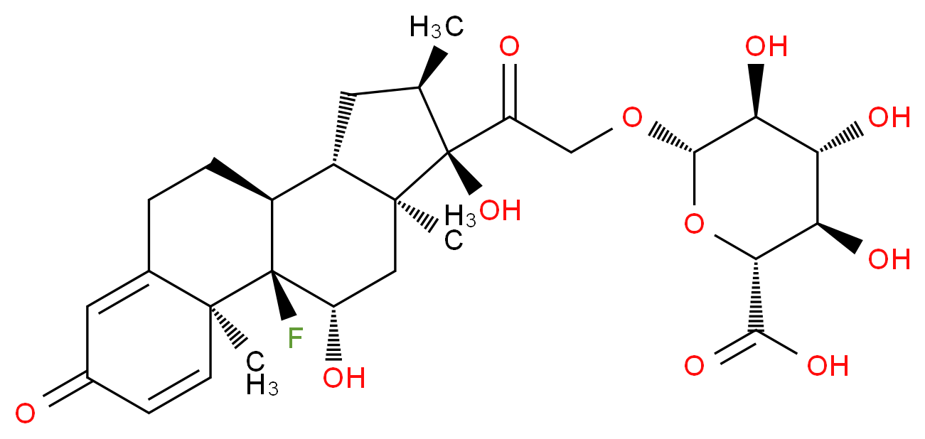 (2R,3R,4R,5S,6S)-6-{2-[(1R,2S,10S,11S,13R,14R,15S,17S)-1-fluoro-14,17-dihydroxy-2,13,15-trimethyl-5-oxotetracyclo[8.7.0.0<sup>2</sup>,<sup>7</sup>.0<sup>1</sup><sup>1</sup>,<sup>1</sup><sup>5</sup>]heptadeca-3,6-dien-14-yl]-2-oxoethoxy}-3,4,5-trihydroxyoxane-2-carboxylic acid_分子结构_CAS_152154-28-4