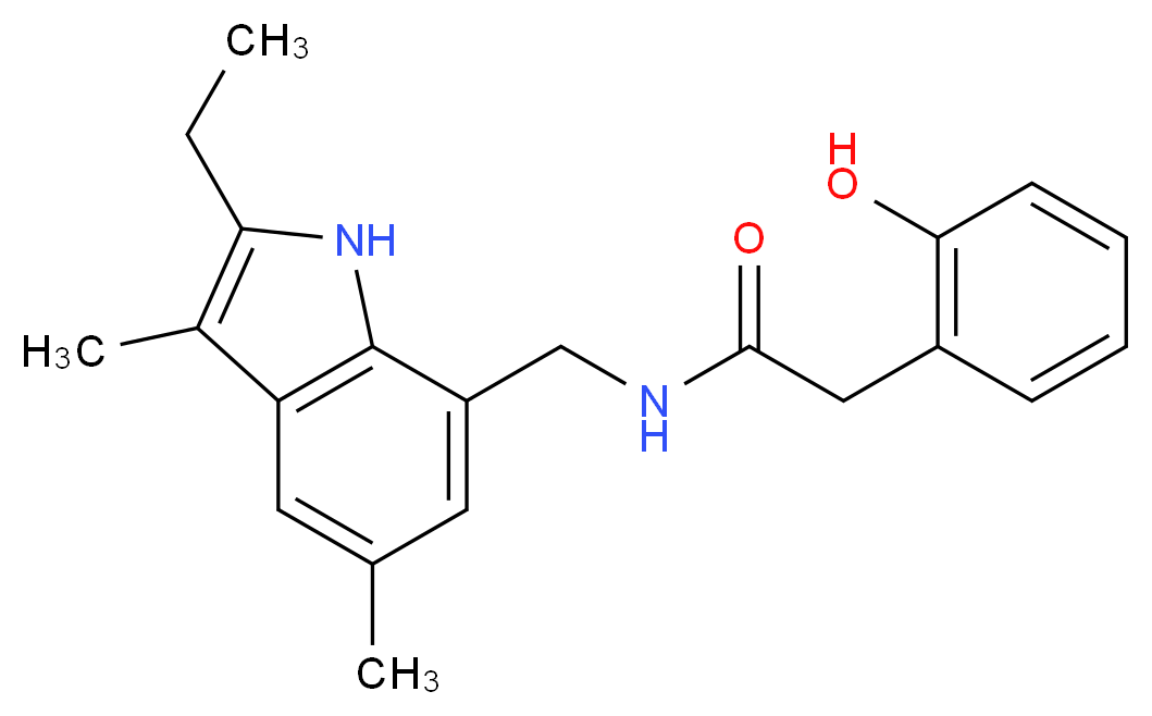 N-[(2-ethyl-3,5-dimethyl-1H-indol-7-yl)methyl]-2-(2-hydroxyphenyl)acetamide_分子结构_CAS_)
