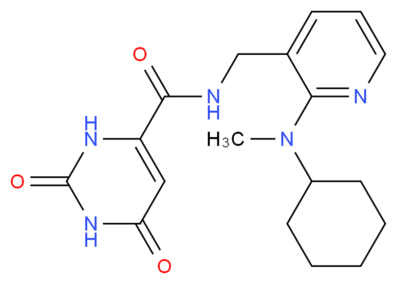 N-({2-[cyclohexyl(methyl)amino]pyridin-3-yl}methyl)-2,6-dioxo-1,2,3,6-tetrahydropyrimidine-4-carboxamide_分子结构_CAS_)