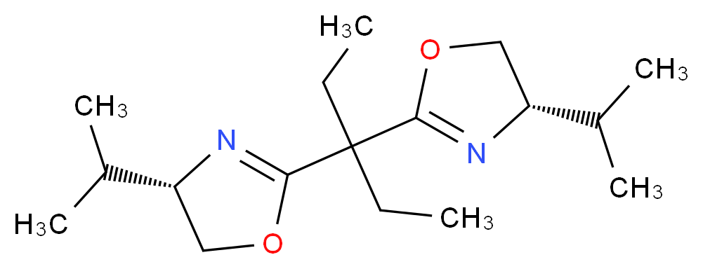 (4S)-4-(propan-2-yl)-2-{3-[(4S)-4-(propan-2-yl)-4,5-dihydro-1,3-oxazol-2-yl]pentan-3-yl}-4,5-dihydro-1,3-oxazole_分子结构_CAS_160191-65-1