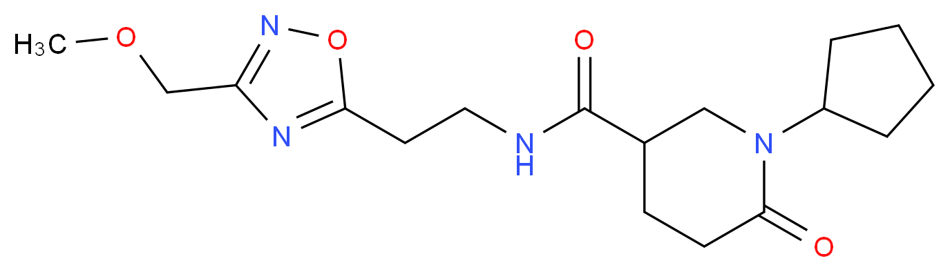 1-cyclopentyl-N-{2-[3-(methoxymethyl)-1,2,4-oxadiazol-5-yl]ethyl}-6-oxo-3-piperidinecarboxamide_分子结构_CAS_)