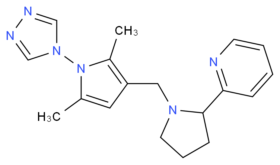 2-(1-{[2,5-dimethyl-1-(4H-1,2,4-triazol-4-yl)-1H-pyrrol-3-yl]methyl}pyrrolidin-2-yl)pyridine_分子结构_CAS_)