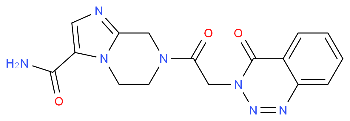 7-[(4-oxo-1,2,3-benzotriazin-3(4H)-yl)acetyl]-5,6,7,8-tetrahydroimidazo[1,2-a]pyrazine-3-carboxamide_分子结构_CAS_)