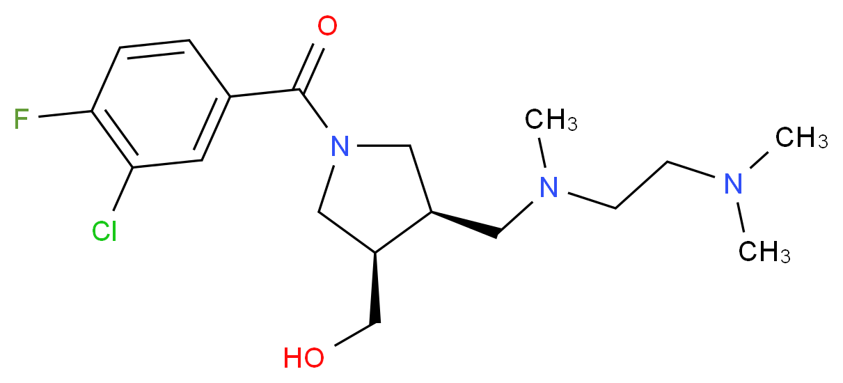 ((3R*,4R*)-1-(3-chloro-4-fluorobenzoyl)-4-{[[2-(dimethylamino)ethyl](methyl)amino]methyl}pyrrolidin-3-yl)methanol_分子结构_CAS_)