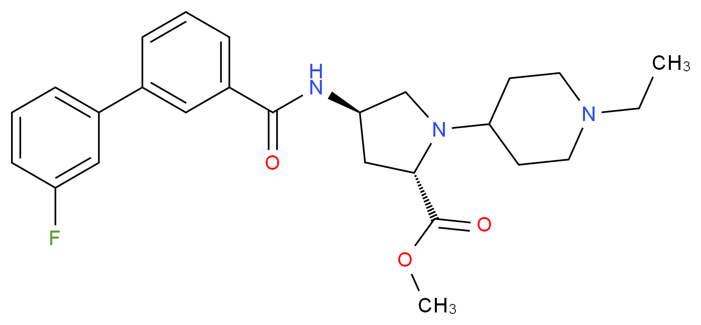 methyl (4R)-1-(1-ethyl-4-piperidinyl)-4-{[(3'-fluoro-3-biphenylyl)carbonyl]amino}-L-prolinate_分子结构_CAS_)