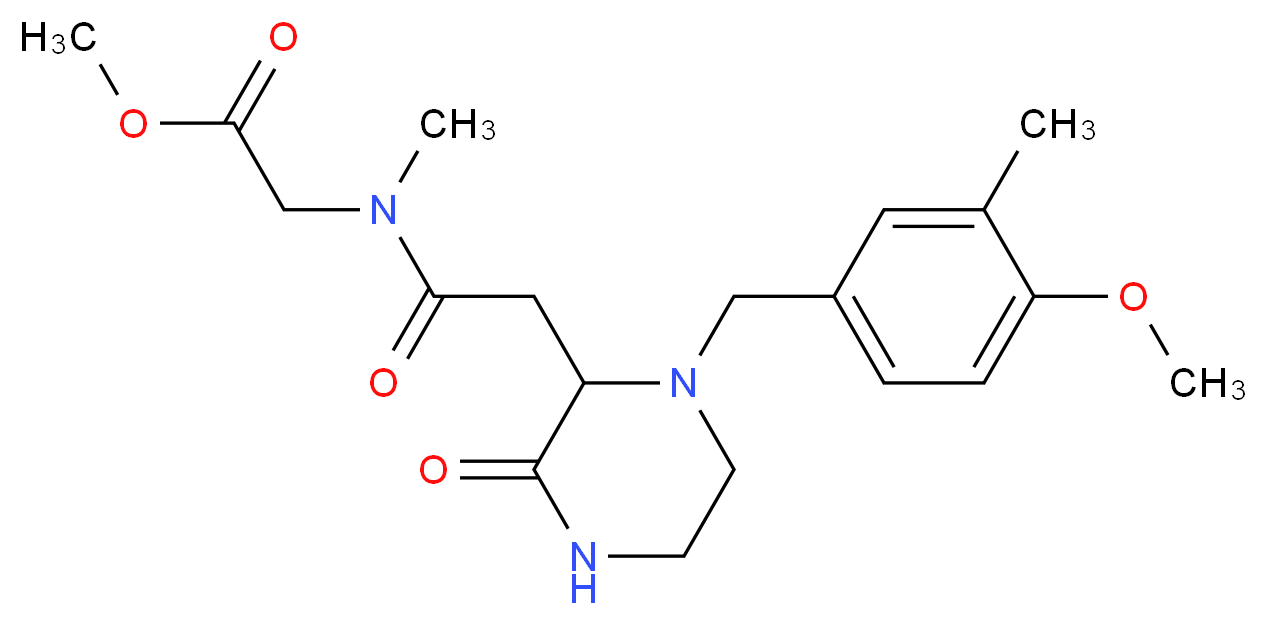 methyl N-{[1-(4-methoxy-3-methylbenzyl)-3-oxo-2-piperazinyl]acetyl}-N-methylglycinate_分子结构_CAS_)