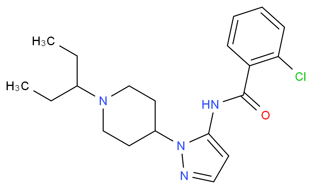 2-chloro-N-{1-[1-(1-ethylpropyl)-4-piperidinyl]-1H-pyrazol-5-yl}benzamide_分子结构_CAS_)