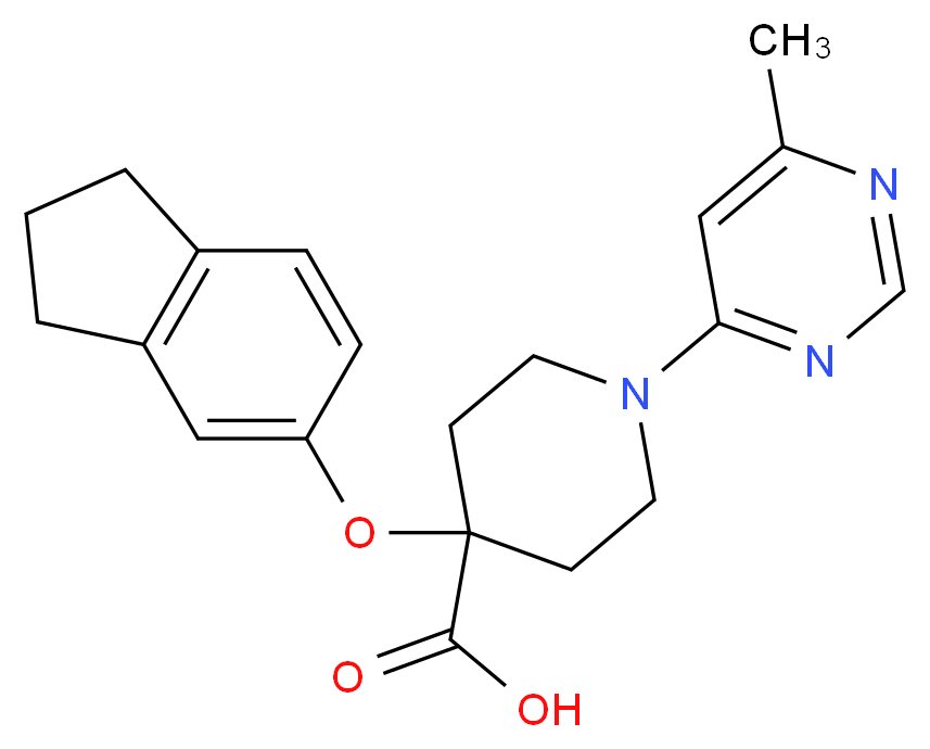 4-(2,3-dihydro-1H-inden-5-yloxy)-1-(6-methylpyrimidin-4-yl)piperidine-4-carboxylic acid_分子结构_CAS_)