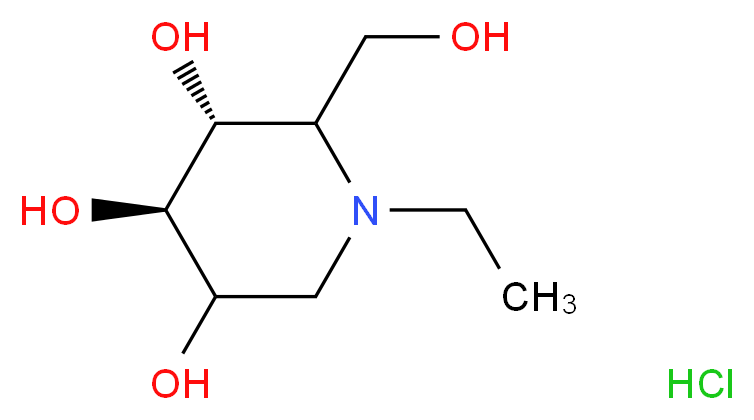 (3R,4R)-1-ethyl-2-(hydroxymethyl)piperidine-3,4,5-triol hydrochloride_分子结构_CAS_210241-65-9