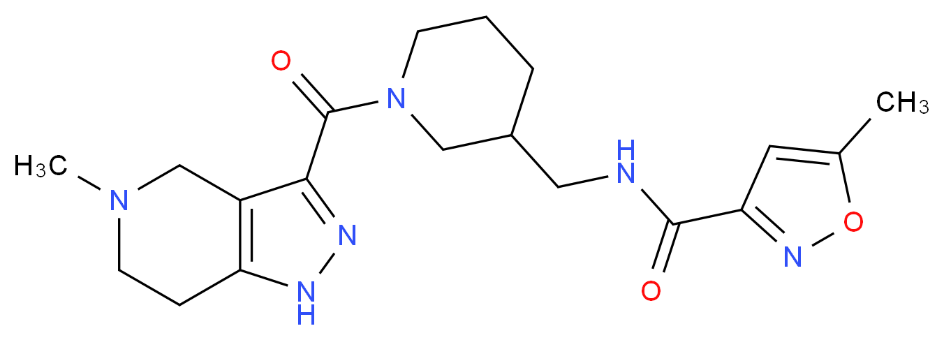 5-methyl-N-({1-[(5-methyl-4,5,6,7-tetrahydro-1H-pyrazolo[4,3-c]pyridin-3-yl)carbonyl]piperidin-3-yl}methyl)isoxazole-3-carboxamide_分子结构_CAS_)