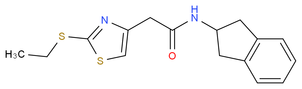 N-(2,3-dihydro-1H-inden-2-yl)-2-[2-(ethylthio)-1,3-thiazol-4-yl]acetamide_分子结构_CAS_)