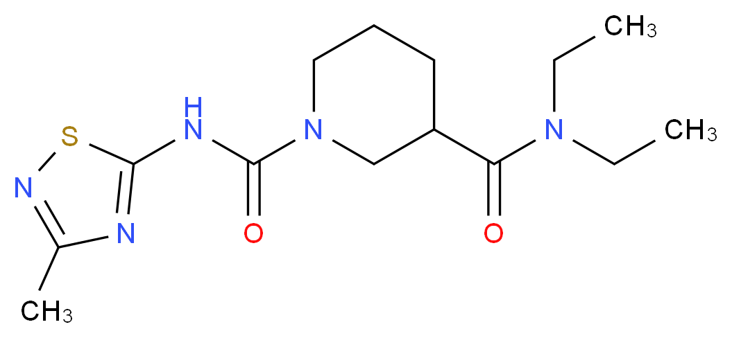 N~3~,N~3~-diethyl-N~1~-(3-methyl-1,2,4-thiadiazol-5-yl)piperidine-1,3-dicarboxamide_分子结构_CAS_)