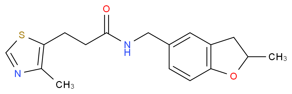 N-[(2-methyl-2,3-dihydro-1-benzofuran-5-yl)methyl]-3-(4-methyl-1,3-thiazol-5-yl)propanamide_分子结构_CAS_)