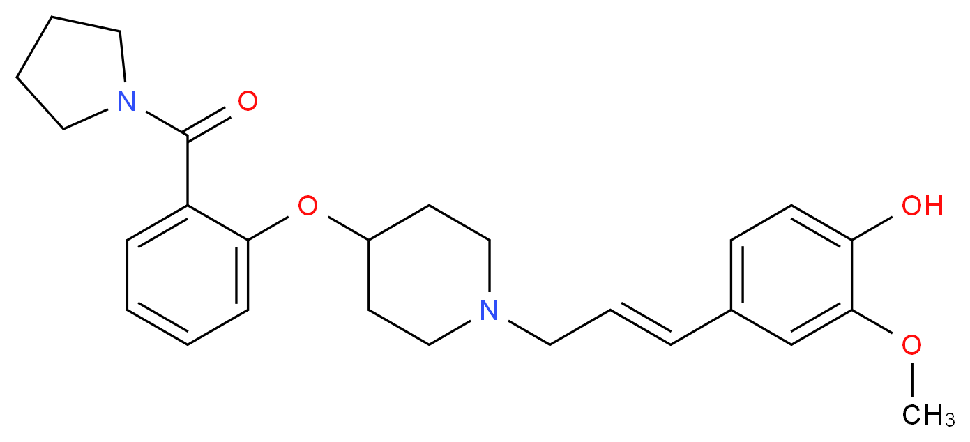 2-methoxy-4-((1E)-3-{4-[2-(1-pyrrolidinylcarbonyl)phenoxy]-1-piperidinyl}-1-propen-1-yl)phenol_分子结构_CAS_)