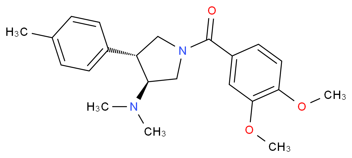 (3S*,4R*)-1-(3,4-dimethoxybenzoyl)-N,N-dimethyl-4-(4-methylphenyl)pyrrolidin-3-amine_分子结构_CAS_)