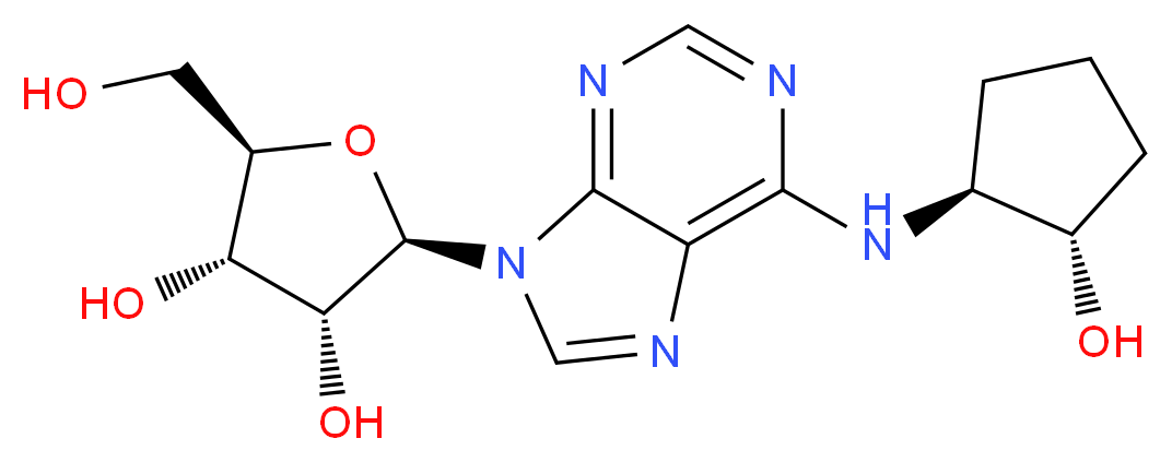 (2R,3R,4S,5R)-2-(6-{[(1S,2S)-2-hydroxycyclopentyl]amino}-9H-purin-9-yl)-5-(hydroxymethyl)oxolane-3,4-diol_分子结构_CAS_124555-18-6