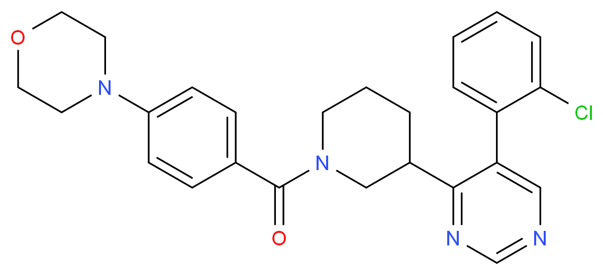 4-[4-({3-[5-(2-chlorophenyl)-4-pyrimidinyl]-1-piperidinyl}carbonyl)phenyl]morpholine_分子结构_CAS_)