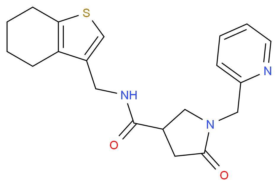 5-oxo-1-(2-pyridinylmethyl)-N-(4,5,6,7-tetrahydro-1-benzothien-3-ylmethyl)-3-pyrrolidinecarboxamide_分子结构_CAS_)