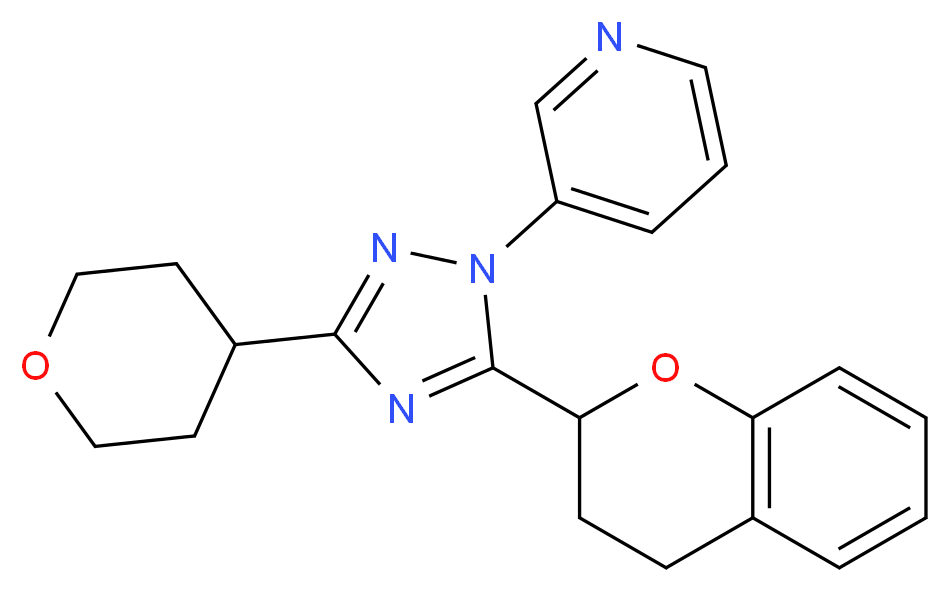 3-[5-(3,4-dihydro-2H-chromen-2-yl)-3-(tetrahydro-2H-pyran-4-yl)-1H-1,2,4-triazol-1-yl]pyridine_分子结构_CAS_)