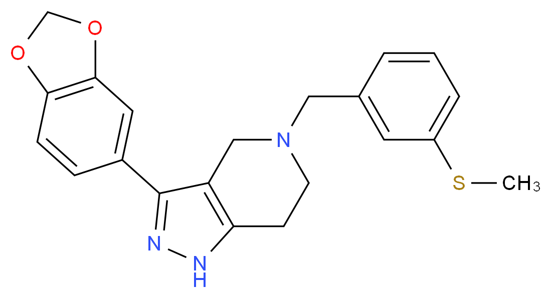 3-(1,3-benzodioxol-5-yl)-5-[3-(methylthio)benzyl]-4,5,6,7-tetrahydro-1H-pyrazolo[4,3-c]pyridine_分子结构_CAS_)