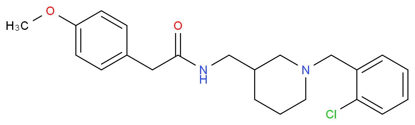 N-{[1-(2-chlorobenzyl)-3-piperidinyl]methyl}-2-(4-methoxyphenyl)acetamide_分子结构_CAS_)