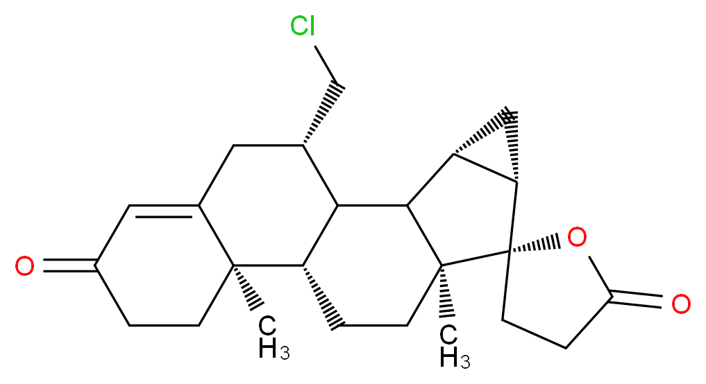 (1'R,2S,2'S,3'S,5'S,7'S,10'S,11'R,18'S)-18'-(chloromethyl)-7',11'-dimethylspiro[oxolane-2,6'-pentacyclo[8.8.0.0<sup>2</sup>,<sup>7</sup>.0<sup>3</sup>,<sup>5</sup>.0<sup>1</sup><sup>1</sup>,<sup>1</sup><sup>6</sup>]octadecan]-15'-ene-5,14'-dione_分子结构_CAS_932388-90-4
